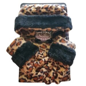 Nollia Leopard Print Scarf, Hat & Glove Set. Nwot